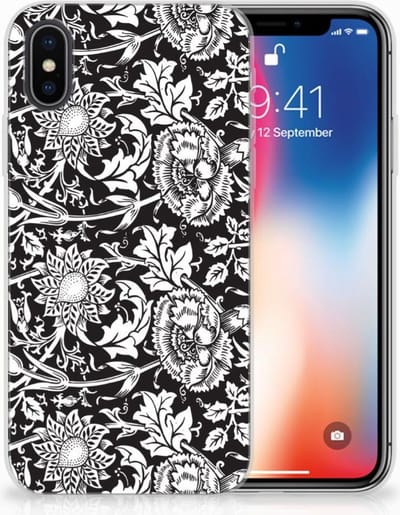 TPU Hoesje voor Apple iPhone X | Xs TPU Case Black Flowers