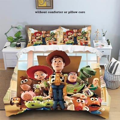 Nieuw Ontwerp Toy Story Beddengoed Sets Buzz Lightyear Woody Dekbedovertrek Beddengoed Dekbedovertrek Kussensloop 2-3 Delige Sets US King 259x228cm