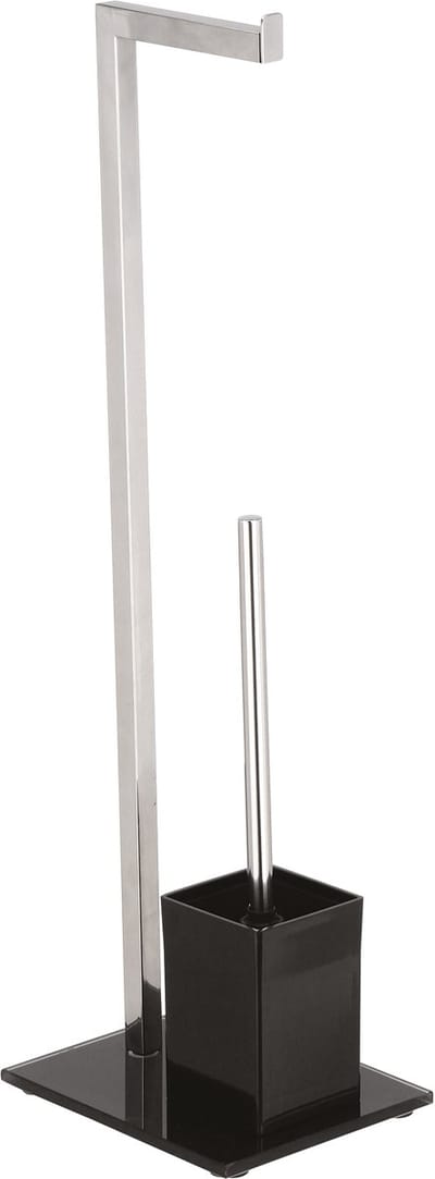 MSV WC Borstel met Rolhouder - Vrijstaand - Toilet Borstel met Rolhouder - Glas - Zwart