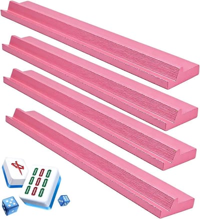 Mahjong Tegelhouder - Dominostenen Houder - Spel Organisatie - Duurzaam Houten Frame - 405x6x22cm - Roze