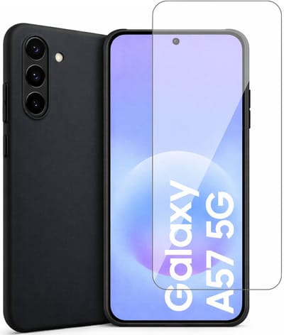 Hoesje geschikt voor Samsung Galaxy A57 – MatteShield Back Cover – Zwart – Met Screenprotector Glas