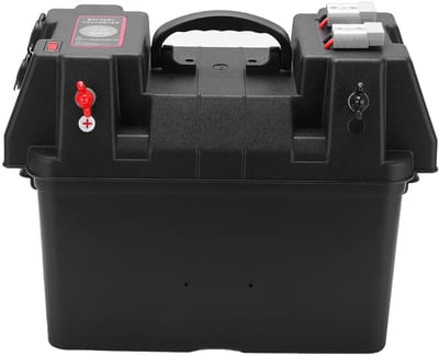 Accubak Marine - Accubakken Boot - Stroomvoorziening Watersport - Met Voltmeter & USB - 44x35x28 cm - Zwart