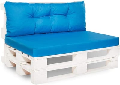 Pallet Kussens Set - Tuinkussens Buiten - Buiten Zitten - Waterbestendig Materiaal - 120x80 + 120x40 cm - Blauw