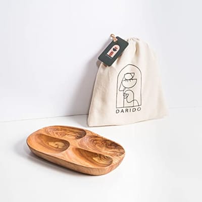 Dailygoods- Snackbord Handgemaakt 28x16 cm - Houten Serveerschaal - Noten Dienblad - Tafelgerei Essentials - Antislip - Duurzaam - Serveerbord