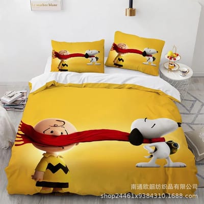 Snoopy Schattige Print Beddengoedsets Dekbed Quilt Bedsprei Dekbedovertrek Kussensloop 2-3 Stuks Sets Kinderen Volwassen Maat Woondecoratie AU King 245x210cm