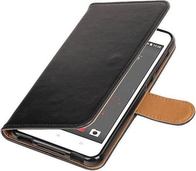 Zakelijke Book Case Telefoonhoesje Geschikt voor de HTC Desire 825 - Portemonnee Hoesje - Pasjeshouder Wallet Case - Zwart