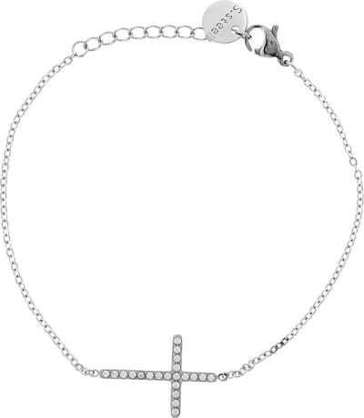 Behave - Armband kruis zirkonia zilverkleur - Minimalistische stijl