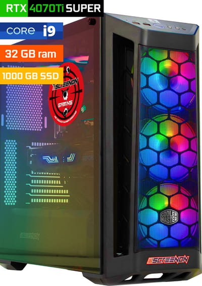 ScreenON - Game Computer / Gaming PC - Intel Core i9 - 1TB M.2 SSD - 32GB RAM - RTX 4070 Ti Super - Windows 11