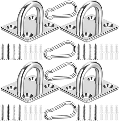 Dailygoods- Oogplaat 4 St - 304 Roestvrij Staal - Plafondhaken - Haaklus - Schroeven/Ankers - Duurzaam en Corrosiebestendig - Haak
