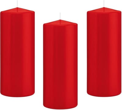 Trend Candles Cilinderkaars/stompkaars - 8x - rood - 8 x 20 cm - 119 branduren - horeca kaarsen
