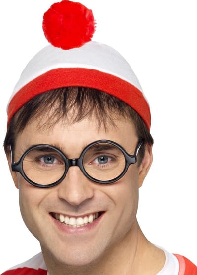 Waar is Wally carnaval verkleed setje - wit/rood - voor volwassenen