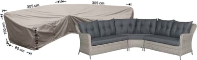 Raffles Covers Loungeset hoes dining - 305 x 305 H: 100 cm - RDLHS305 - Waterdicht - Ademend - UV-bestendig - Elastisch rijgkoord - Beschermhoes tuinmeubelen