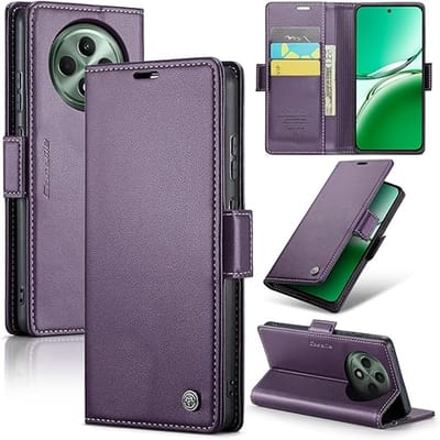 CaseMe Wallet Case met RFID Bescherming en Magneetsluiting voor OPPO Reno 12 F (4G/5G) / 12 FS _ Paars