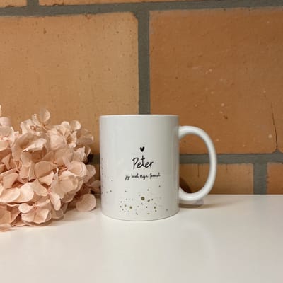 Mok liefste PETER | PETER zwart stippen | liefste meter | meter vragen | meter worden | peettante vragen | peettante worden | cadeau | geschenkdoos | giftbox