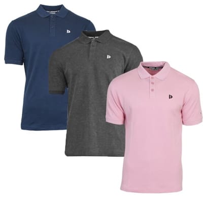 3-Pack Donnay - Polo (Noah) - Sportpolo - Heren - Navy/Charcoal/Candy Pink (759) - maat S