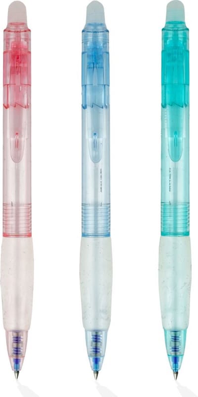 Ainy - Clear Uitwisbare Pen - set van 3 blauwe uitgumbare pennen voor in je etui - kawaii balpen | middelbare schoolspullen balpennen