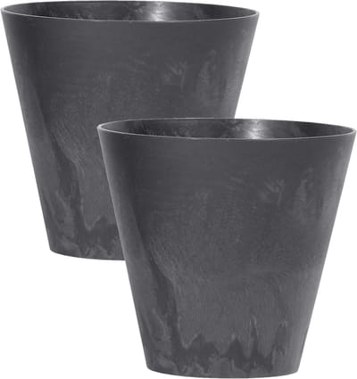 Prosperplast Bloempot/plantenpot voor buiten - Set van 2x stuks - kunststof - antraciet - D20 x H19 cm - 3,5 liter