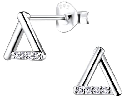 Joy|S - Zilveren driehoek oorbellen 7 mm - zirkonia - gehodineerd