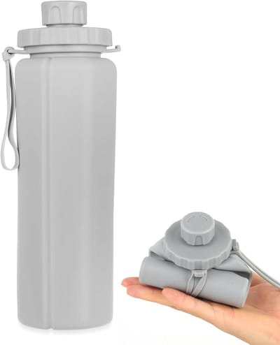 Vouwbare en Herbruikbare Silicone Fles van 600ml voor Fietsen, Reizen, Kamperen en Sportactiviteiten