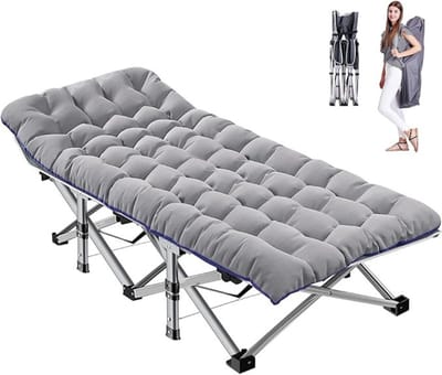 Zylo® Campingbedje Inclusief Matras - Campingbedje - Reidsbed - Grijs - 191cm x 71cm x 36cm