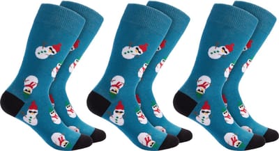 BRUBAKER 3 Paar Kerstsokken voor Heren en Dames - Coole Sneeuwmannen - Katoenen Kerstsokken - Maat 35-40