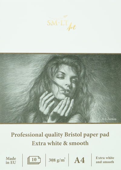 SMLT tekenblok Bristol A4 professioneel papier 308gr 10 vel FSC.