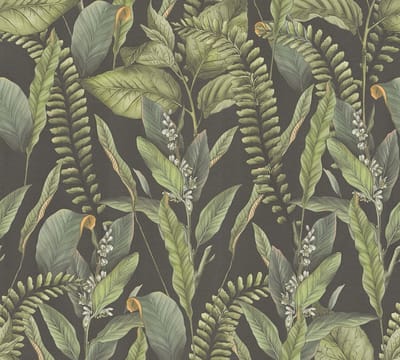 PLANTEN EN STRUIKEN BEHANG | Floraal - Zwart Groen Oranje - Living Walls Drawn Into Nature
