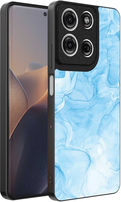 Geschikt voor Motorola Edge 60 Pro Telefoonhoesje met marmer opdruk - TPU backcover case marble design - Lichtblauw - Smartphonica geschikt voor Motorola Edge 60 Pro