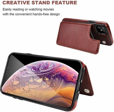 ShieldCase Wallet case geschikt voor Apple iPhone 12 / 12 Pro - Leren bookcase met ruimte voor meerdere pasjes - Klaphoesje - Te gebruiken als standaard - bruin