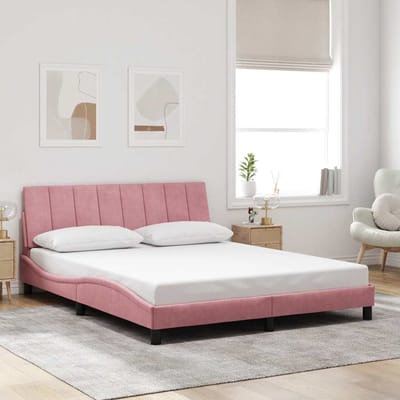 vidaXL - Bedframe - zonder - matras - "Hanko" - fluweel - roze - 160x200 - cm