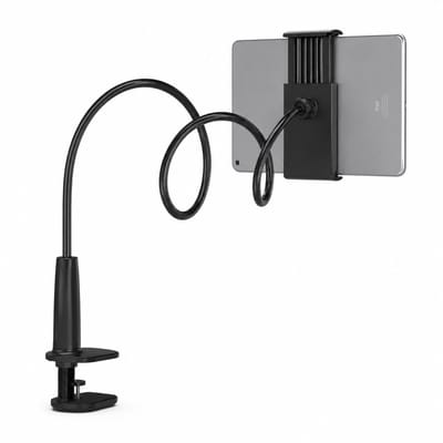 Tablet Houder Bureau met Flexibele Zwanenhals – Verstelbare Tablet & Telefoonhouder met Klem – Geschikt voor iPad, Samsung Galaxy Tab en Smartphones – Zwart