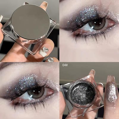 Glitter Punk Smoky Black Oogschaduw Make-up Palet Metallic Donker Zilver Oogschaduw Highlighter Parelmoer Pigmenten Cosmetica