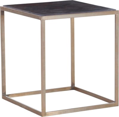 Ulrich|Bijzettafel in Antiq Messing Walnoot look