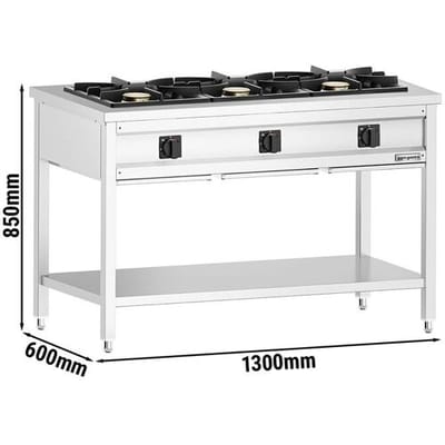 GGM Gastro Gasherd - 25,5 kW - 3 Brenner - offen mit Grundboden & Auffangschublade