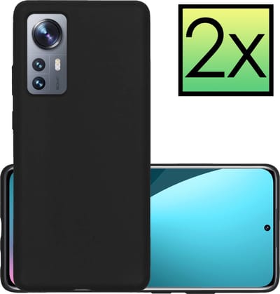 Hoesje - 2 Stuks - Geschikt voor Xiaomi 12 - Sterk & Shockproof - Case Siliconen - Back Cover - Telefoon Hoes - Zwart