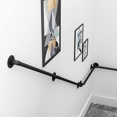 Metalen Buistrap - Wandmontage Leuning - Veilig Traplopen - Hoge Temperatuur Verf - 32mm Diameter - Zwart