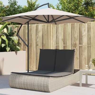 Dubbele Ligstoel - Tuin Lounger - Buiten Ontspannen - Verstelbare Rugleuning - 110 x 200 cm - Lichtgrijs