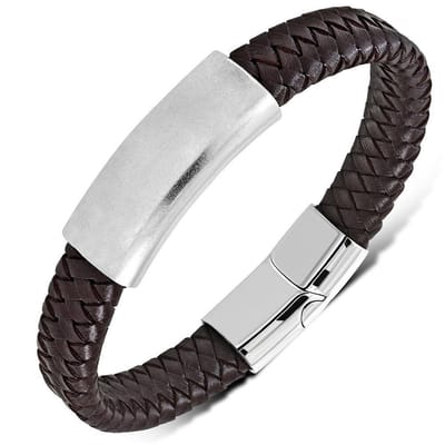 Amanto Armband Djowie Brown - Leer - Graveer - 12mm - 22cm