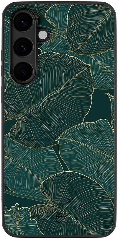 Casimoda® hoesje - Geschikt voor Samsung Galaxy S25 FE - Monstera Leaves - Zwart TPU Backcover - Planten - Groen