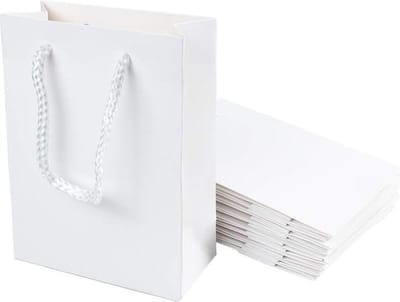 Witte katerset papieren zak - 10 stuks - 16 x 12 x 57 cm - cadeauzakje voor winkelen - geschenkzakjes met nylon koordhandgrepen - vrijgezellenfeest - bruidsdouche - bruiloftsfeest