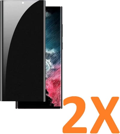 Screenprotector Glas - Privacy Tempered Glass Screen Protector Anti-Spy - 2x Geschikt voor: Samsung Galaxy S22 Ultra