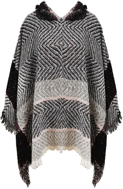 Allecto - Gebreide poncho - Dames poncho met capuchon - Warme poncho
