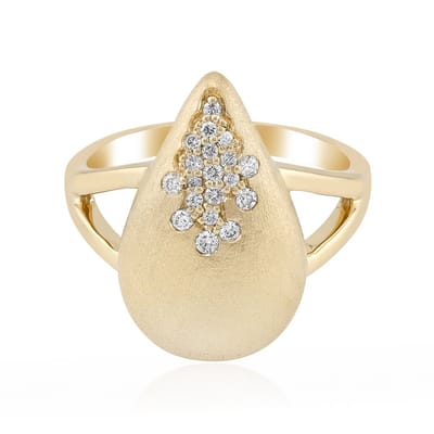 Cavill - Zilveren Ring - 925 Sterling Zilver Verguld - I1 (G) Afrikaanse Diamant 0,115 ct - Ronde Briljant Pavé - Elegante Dames Ring