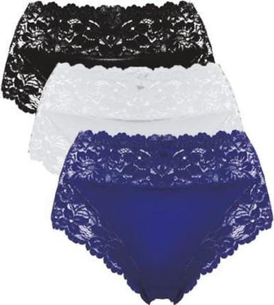 JC 3-Pack Dames tailleslips met kant H805 ass. Maat M