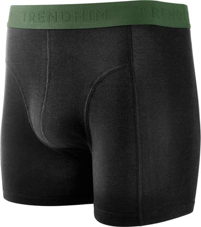 FreeFeel | Zwarte bamboe boxershort met olijfgroene tailleband