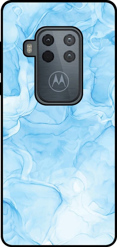 Smartphonica Telefoonhoesje Geschikt voor Motorola One Zoom met marmer opdruk - TPU backcover case marble design - Lichtblauw geschikt voor Motorola One Zoom