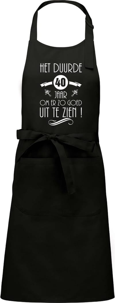 Luxe cadeauschort - tekstschort - Keukenschort - BBQ schort - verjaardag - nieuw - het duurde 40 jaar - unisex - zwart