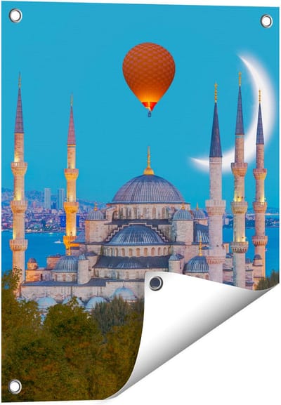 Gards Tuinposter Sultan Ahmetmoskee in Istanbul - 40x50 cm - Tuindoek - Tuindecoratie - Wanddecoratie buiten - Tuinschilderij