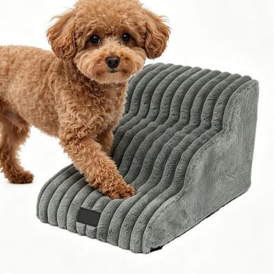 Huisdierladder - Honden trap - Meubels bereiken - Antislip wasbaar - 35 cm hoog - Grijs