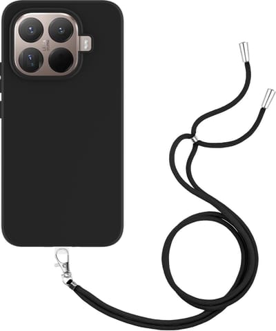 Cazy hoesje met koord geschikt voor Xiaomi 15T Pro Hoesje met Koord - Flexibele Case - Zwart